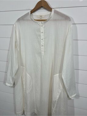 Lee Mathews Edit 100% Linen Oversized Tunic Dress Off White Minimalist XL